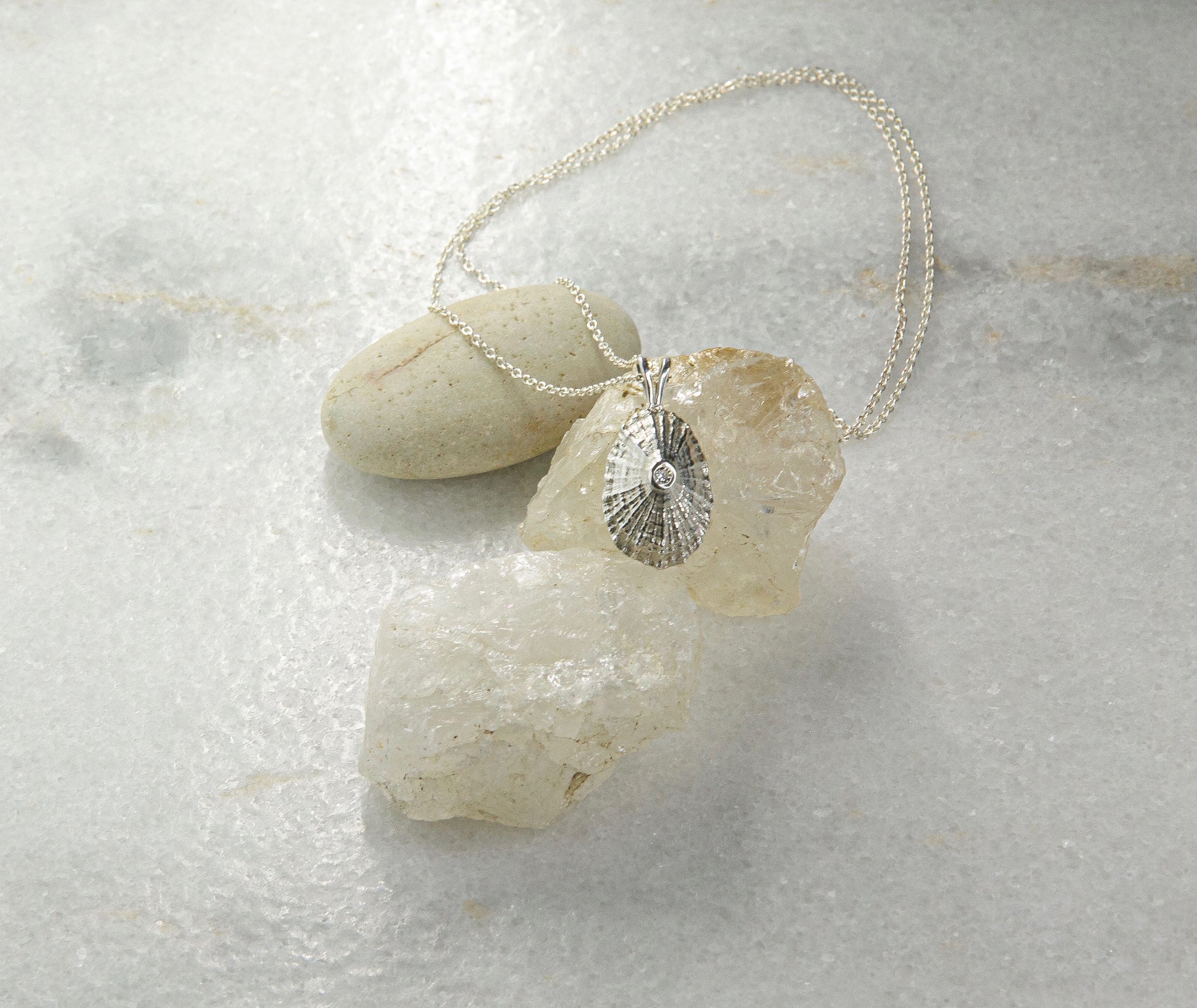 Shell Diamond Pendant Necklace